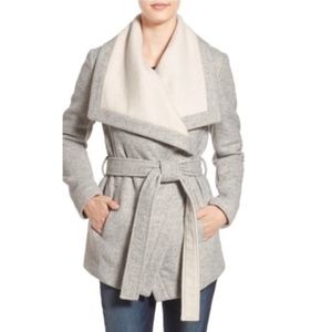 BCBGeneration Belted Two-Tone Wrap Coat